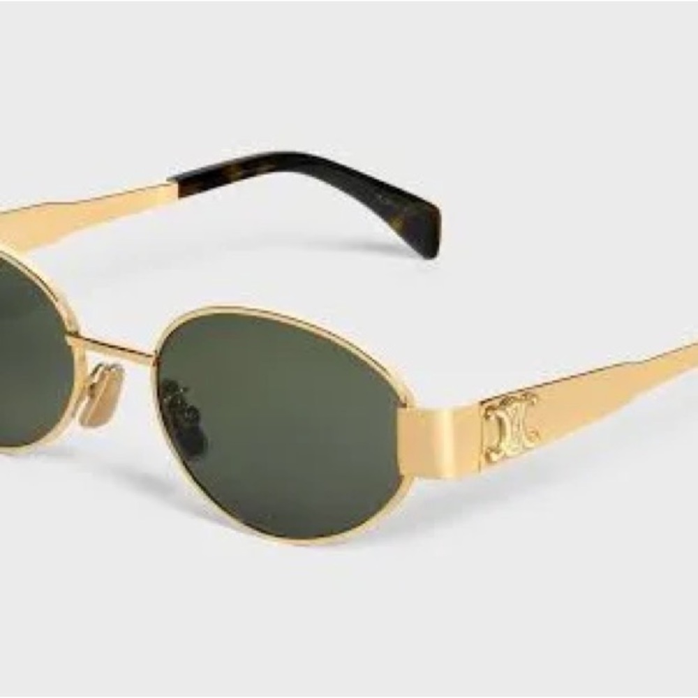 Celine Gold Frame Sunglasses with Dark Green Lenses